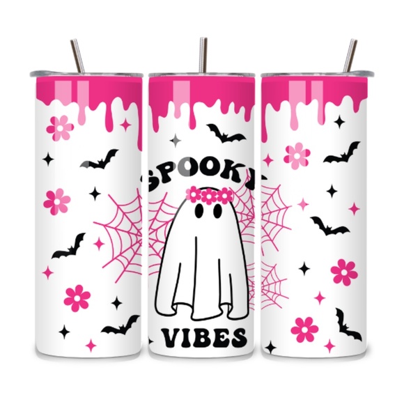 Spooky Vibes Pink Drip Halloween 20oz Stainless Steel Tumbler - Picture 1 of 1